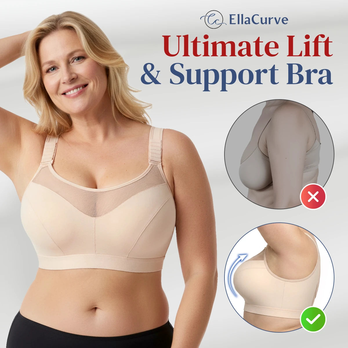 EllaCurve - Breathable Custom-Lift Bounce Control Bra