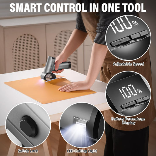 Rechargeable Cordless Fabric Cutter , Leather & Crafts, Easy Cutting Tool