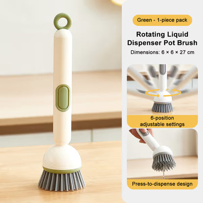 🔥Last Day 50% OFF🧼Liquid Dispensing Pan Brush | Rotatable 6 Angles・Press Soap Design・Labor-Saving Clean