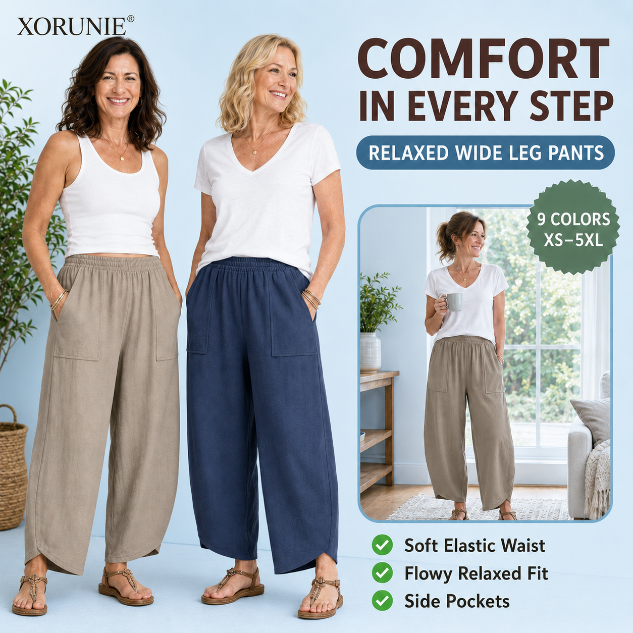 XORUNIE - Women’s Comfy Wide Leg Lounge Pants