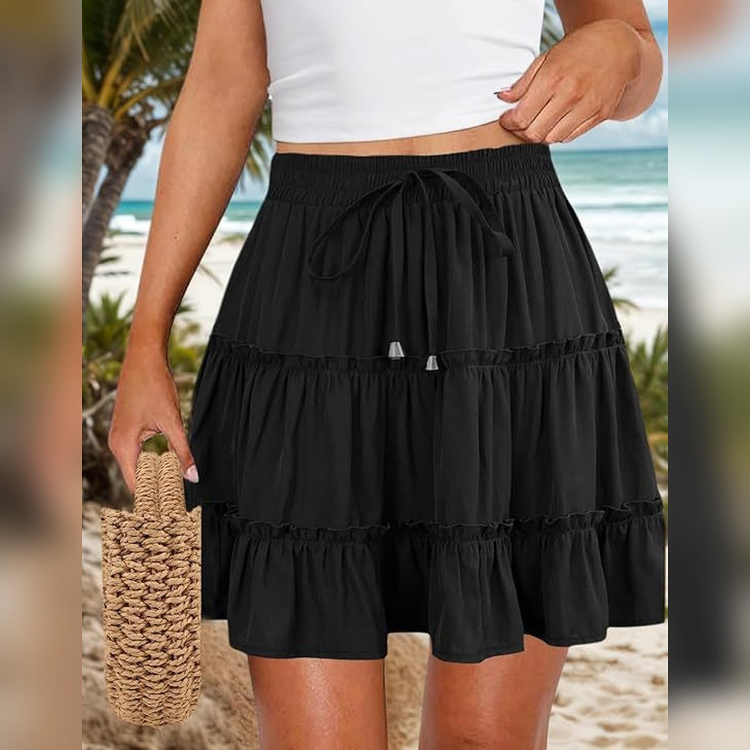 Breezy Floral Ruffle Skort-in Shorts Floral Ruffle Tiered Skirts with Pockets