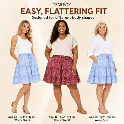 Breezy Floral Ruffle Skort-in Shorts Floral Ruffle Tiered Skirts with Pockets