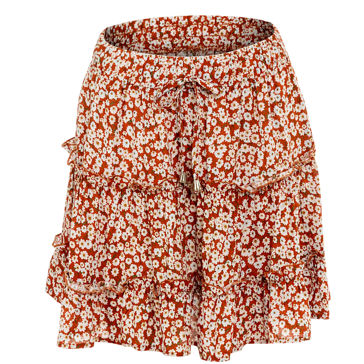 Breezy Floral Ruffle Skort-in Shorts Floral Ruffle Tiered Skirts with Pockets