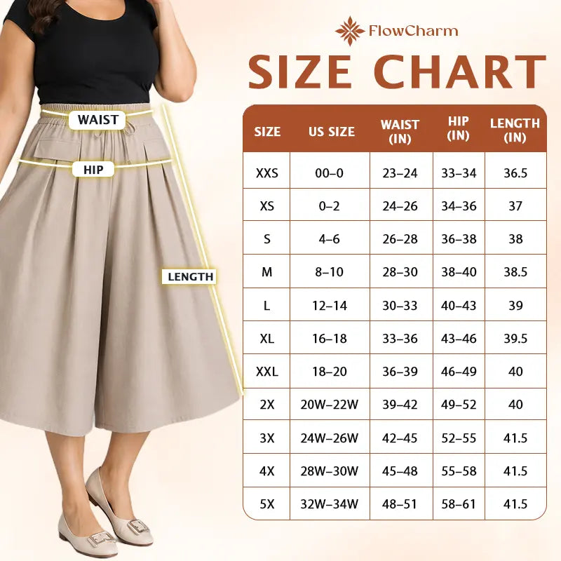 FlowCharm - Pull-On Capri Culottes for Women