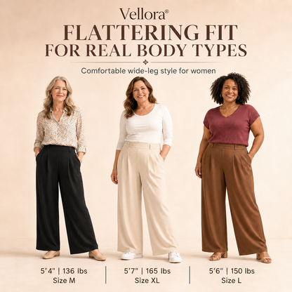 Vellora -  High Waisted Side Pocket Wide Leg Waffle Work Pants
