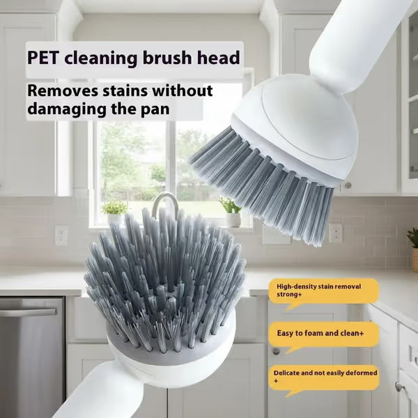 🔥Last Day 50% OFF🧼Liquid Dispensing Pan Brush | Rotatable 6 Angles・Press Soap Design・Labor-Saving Clean