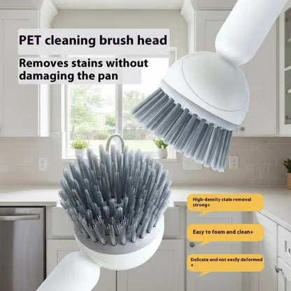 🔥Last Day 50% OFF🧼Liquid Dispensing Pan Brush | Rotatable 6 Angles・Press Soap Design・Labor-Saving Clean