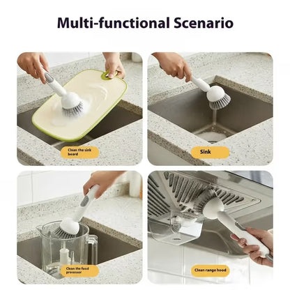🔥Last Day 50% OFF🧼Liquid Dispensing Pan Brush | Rotatable 6 Angles・Press Soap Design・Labor-Saving Clean