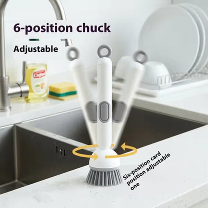🔥Last Day 50% OFF🧼Liquid Dispensing Pan Brush | Rotatable 6 Angles・Press Soap Design・Labor-Saving Clean