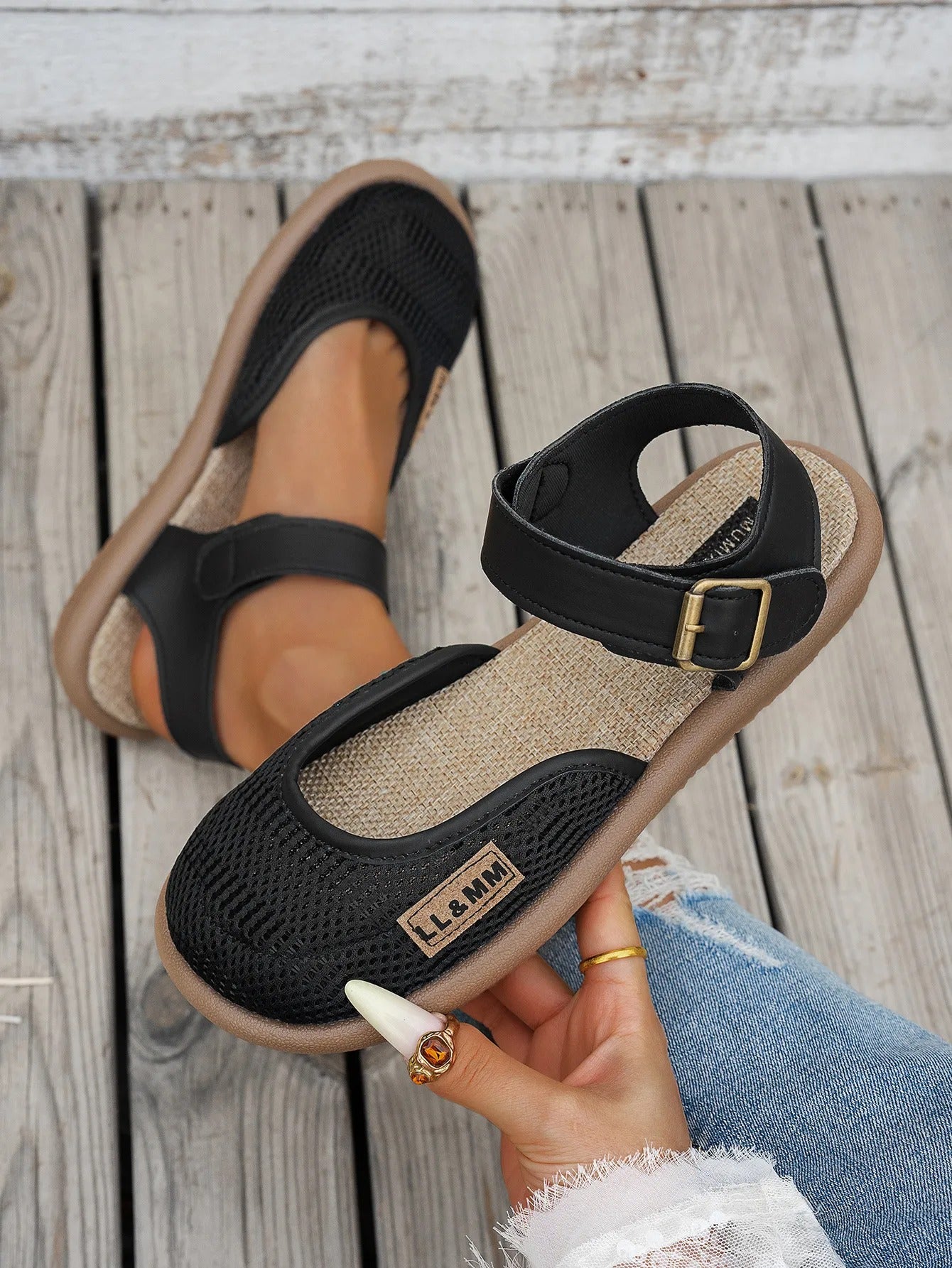 ⏰Limited Time 50% OFF🔥 Women's Breathable Mesh Sandals with Adjustable Ankle Strap, Walking Casual Flat Shoes
