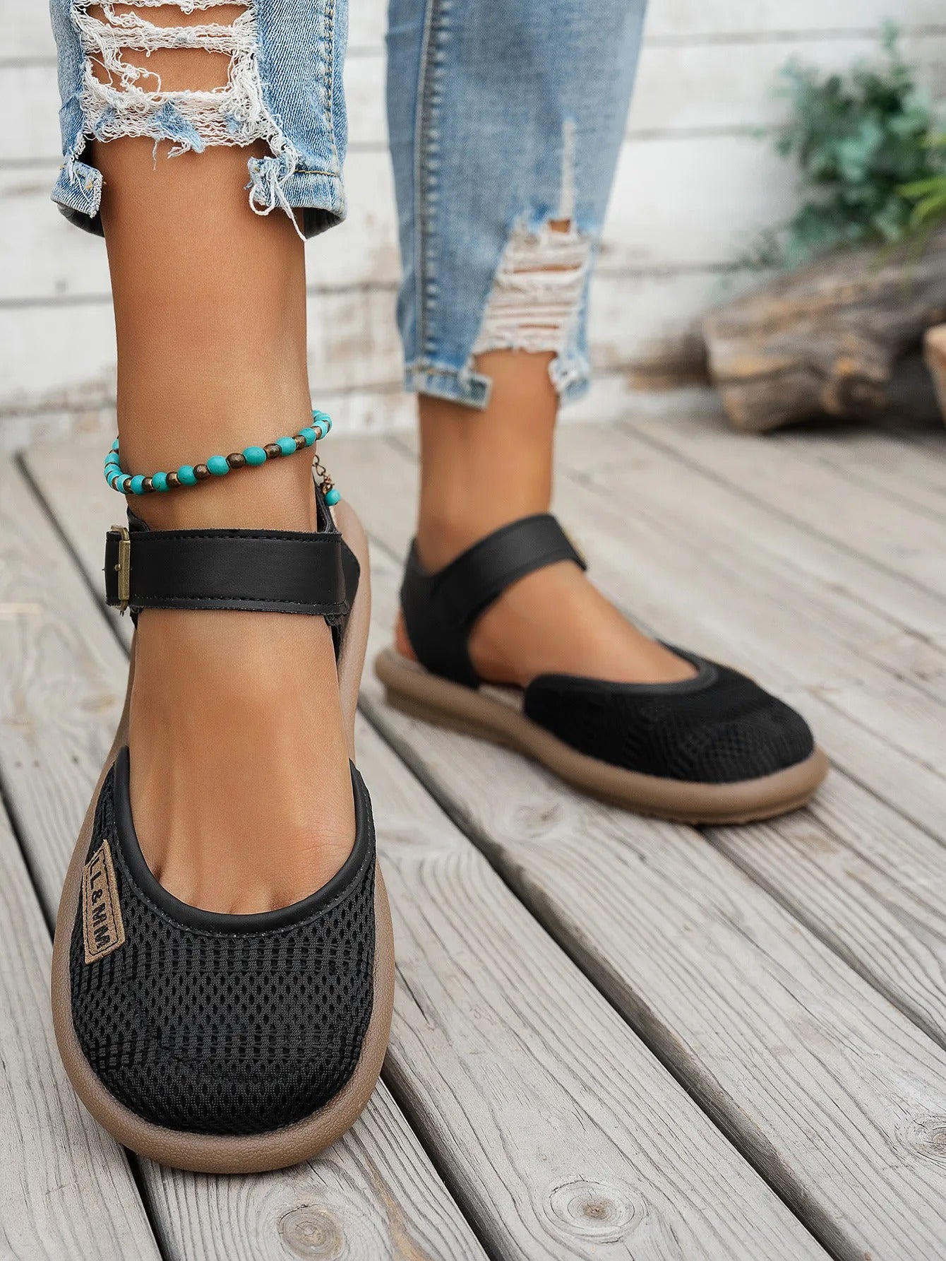 ⏰Limited Time 50% OFF🔥 Women's Breathable Mesh Sandals with Adjustable Ankle Strap, Walking Casual Flat Shoes
