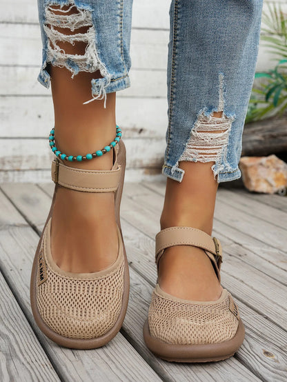 ⏰Limited Time 50% OFF🔥 Women's Breathable Mesh Sandals with Adjustable Ankle Strap, Walking Casual Flat Shoes