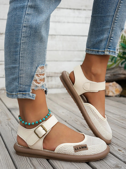 ⏰Limited Time 50% OFF🔥 Women's Breathable Mesh Sandals with Adjustable Ankle Strap, Walking Casual Flat Shoes