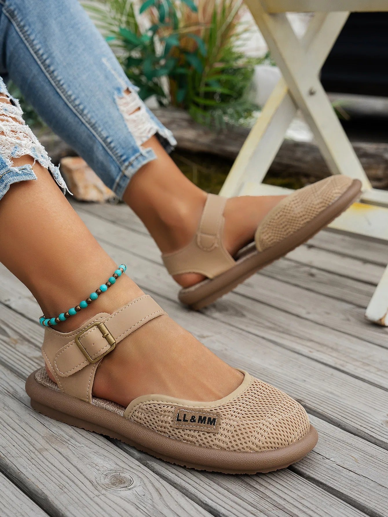 ⏰Limited Time 50% OFF🔥 Women's Breathable Mesh Sandals with Adjustable Ankle Strap, Walking Casual Flat Shoes