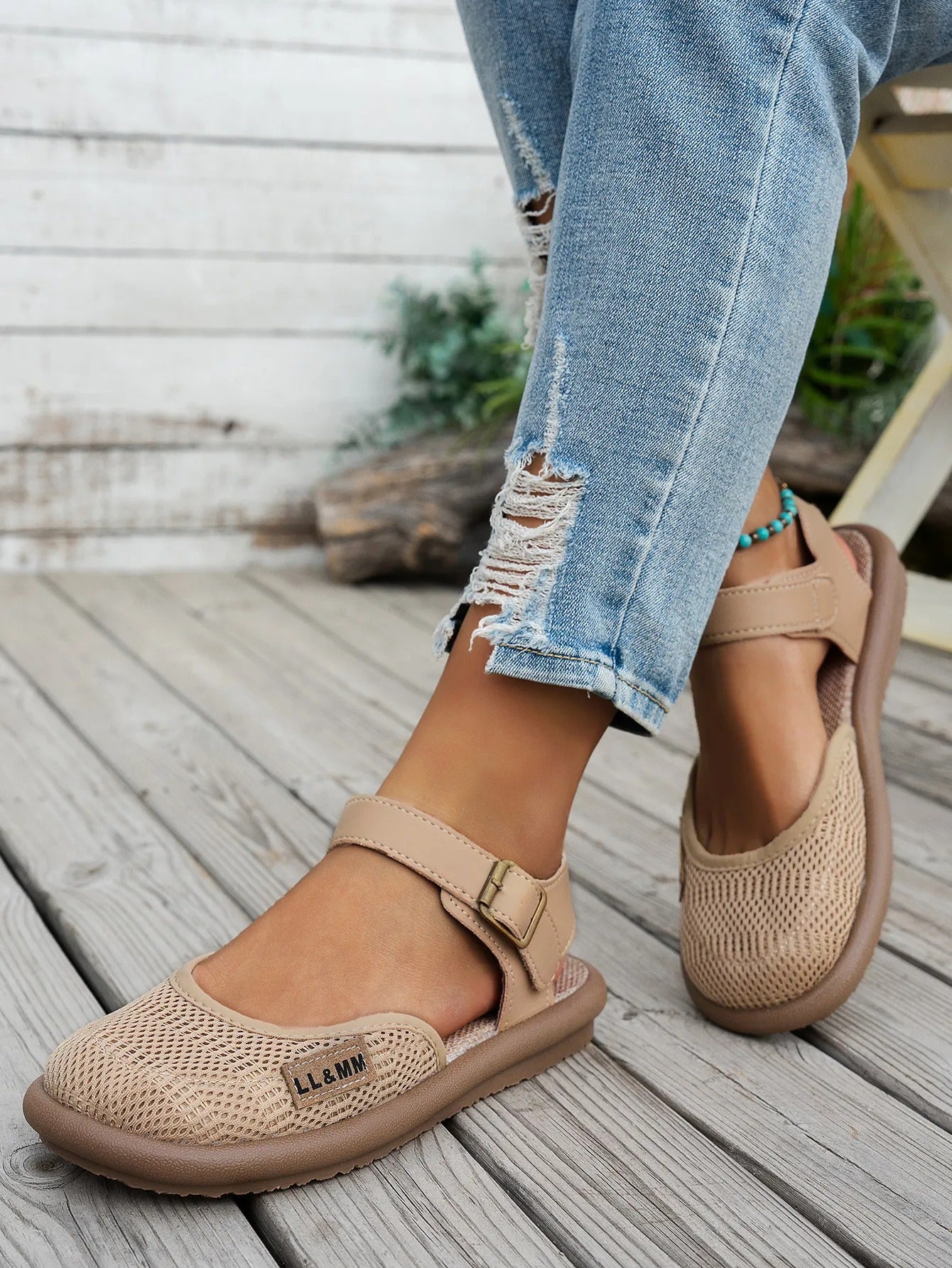 ⏰Limited Time 50% OFF🔥 Women's Breathable Mesh Sandals with Adjustable Ankle Strap, Walking Casual Flat Shoes