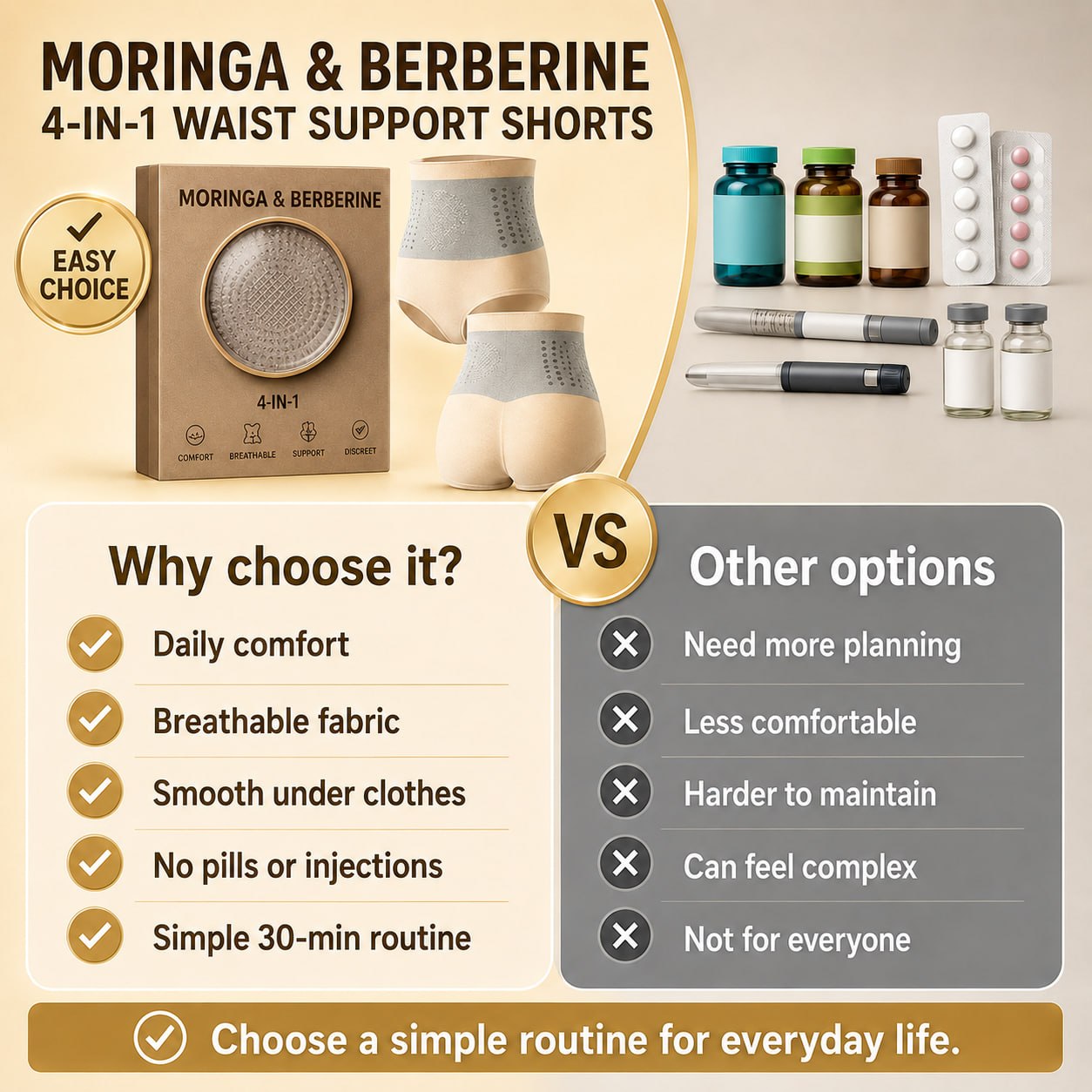 🛡️2026 Moringa & Berberine 4-in-1 Micro-Particle Shaping & Fat Burning Shorts