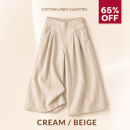 BloomEase™ AirDrape Cotton-Linen Wide-Leg Culottes