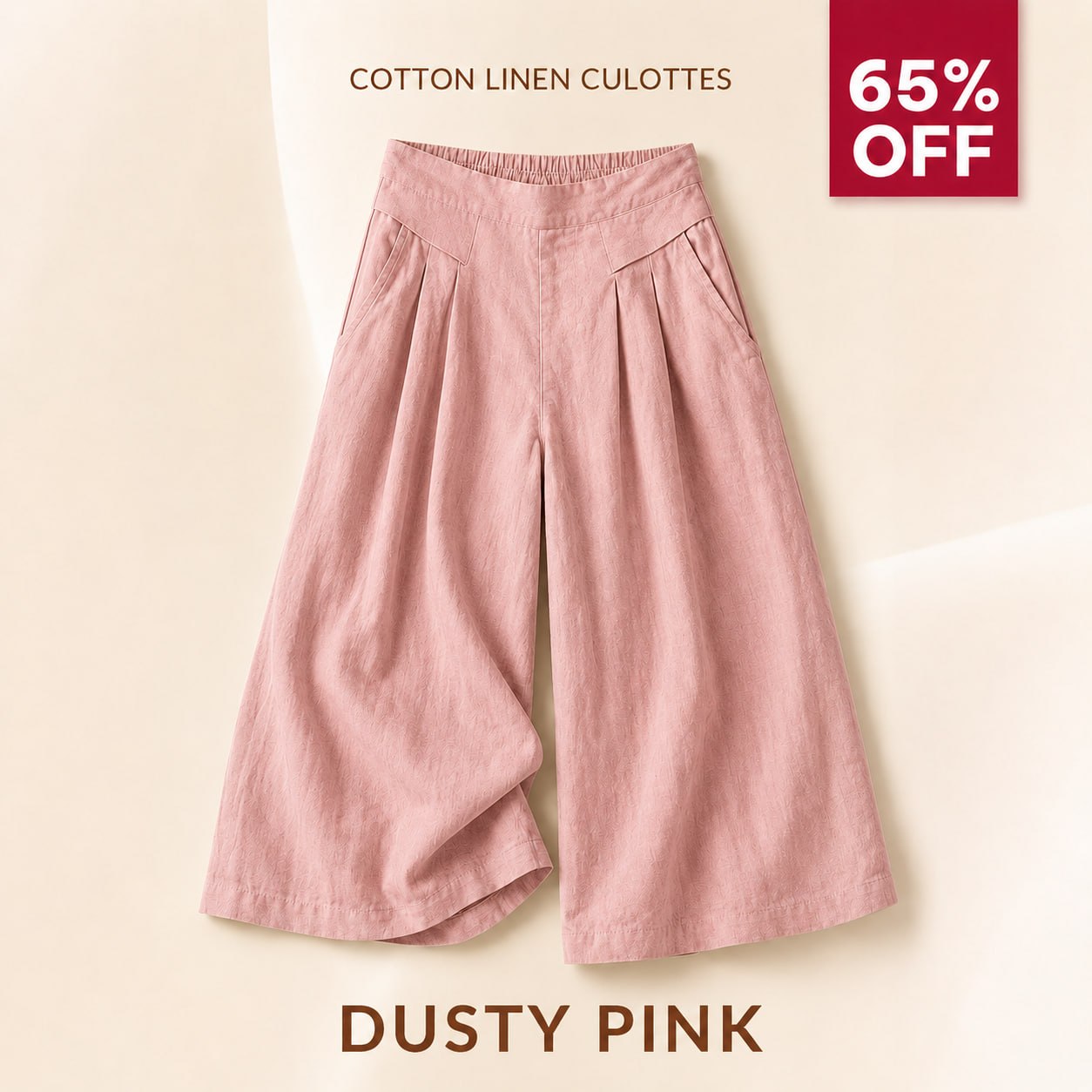 BloomEase™ AirDrape Cotton-Linen Wide-Leg Culottes