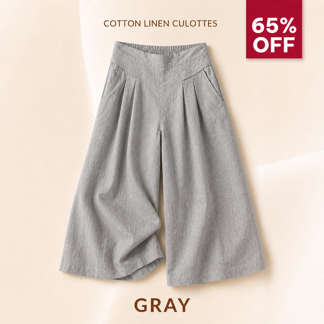 BloomEase™ AirDrape Cotton-Linen Wide-Leg Culottes