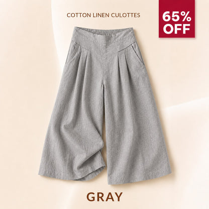 BloomEase™ AirDrape Cotton-Linen Wide-Leg Culottes