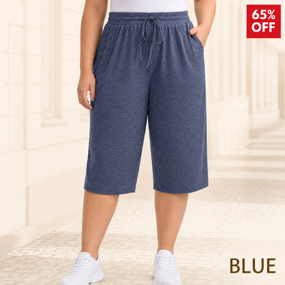 EaseCurve - Soft Cotton Drawstring Capri Pants