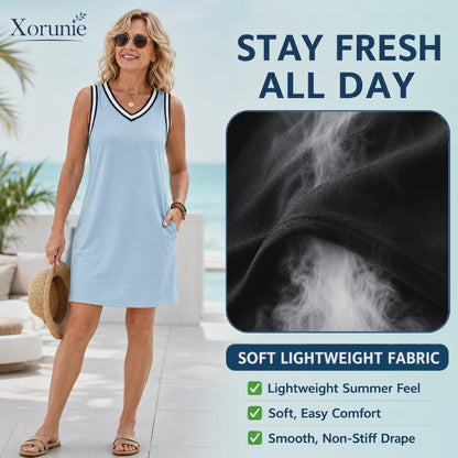 EasyBreeze - Contrast Trim Summer Dress