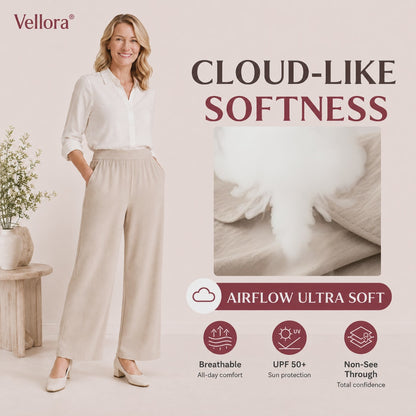 Vellora -  High Waisted Side Pocket Wide Leg Waffle Work Pants