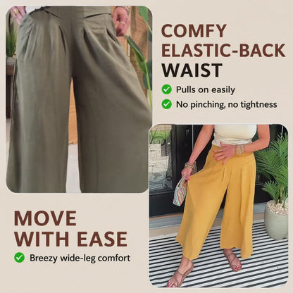 BloomEase - AirDrape Cotton-Linen Wide-Leg Culottes