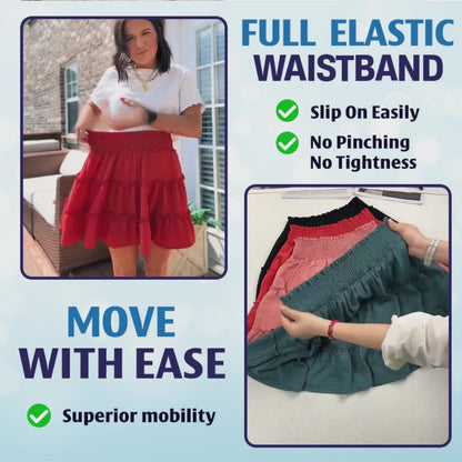 MuseSkort - High-Waisted Tiered Ruffle Skort with Hidden Pockets