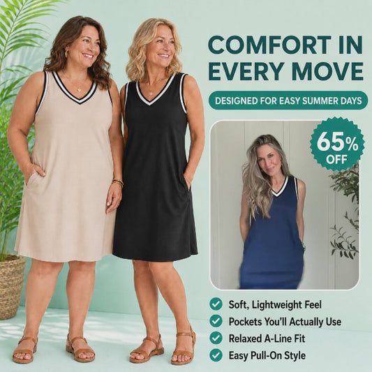 EasyBreeze - Contrast Trim Summer Dress