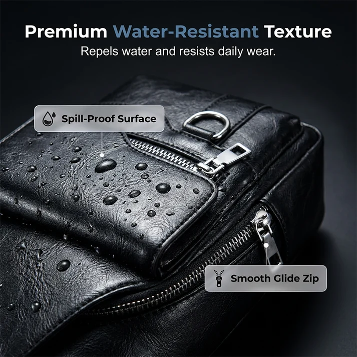 🎒 50% OFF NOW! 🧳Men's Retro Waterproof Faux Leather Sling Chest Bag – Water-Resistant, Intelligent Storage & Ergonomic Comfort
