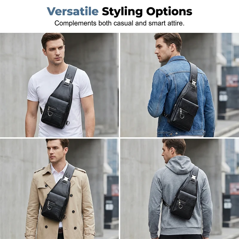 🎒 50% OFF NOW! 🧳Men's Retro Waterproof Faux Leather Sling Chest Bag – Water-Resistant, Intelligent Storage & Ergonomic Comfort