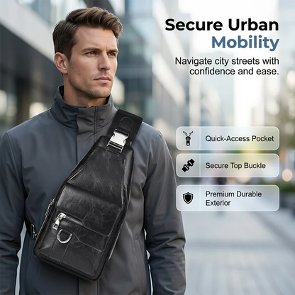 🎒 50% OFF NOW! 🧳Men's Retro Waterproof Faux Leather Sling Chest Bag – Water-Resistant, Intelligent Storage & Ergonomic Comfort