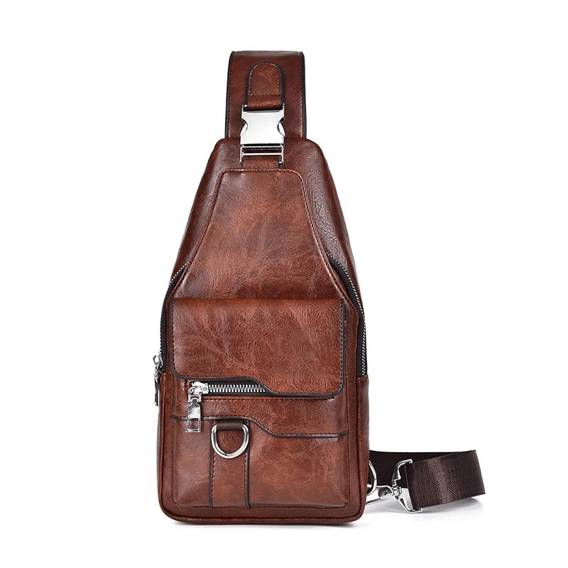 🎒 50% OFF NOW! 🧳Men's Retro Waterproof Faux Leather Sling Chest Bag – Water-Resistant, Intelligent Storage & Ergonomic Comfort