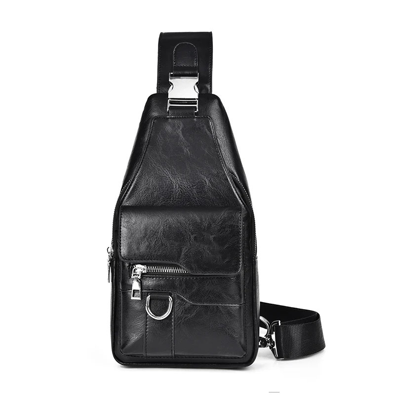 🎒 50% OFF NOW! 🧳Men's Retro Waterproof Faux Leather Sling Chest Bag – Water-Resistant, Intelligent Storage & Ergonomic Comfort