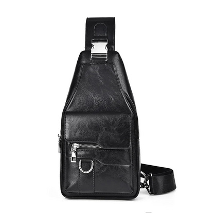 🎒 50% OFF NOW! 🧳Men's Retro Waterproof Faux Leather Sling Chest Bag – Water-Resistant, Intelligent Storage & Ergonomic Comfort