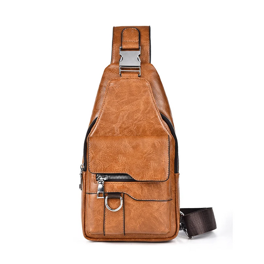 🎒 50% OFF NOW! 🧳Men's Retro Waterproof Faux Leather Sling Chest Bag – Water-Resistant, Intelligent Storage & Ergonomic Comfort